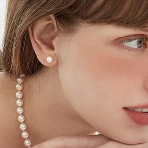 Natural Pearl Studs Round White Freshwater Pearls Studs Simple Minimalist